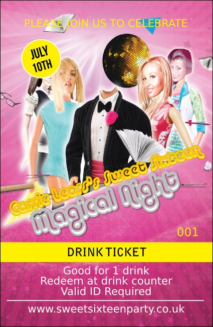 Birthday Party Drink Ticket Product Front