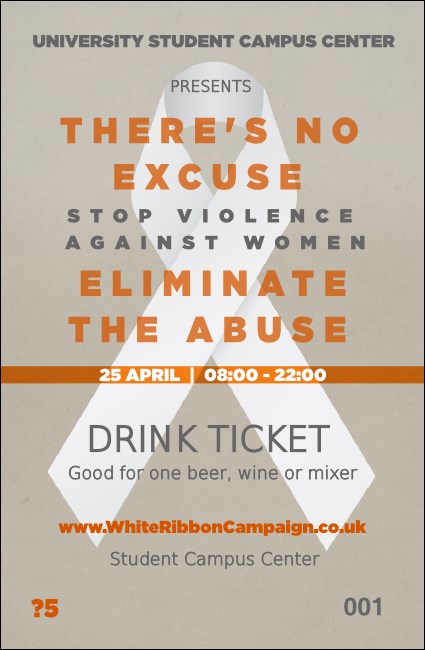 White Ribbon Drink Ticket Product Front