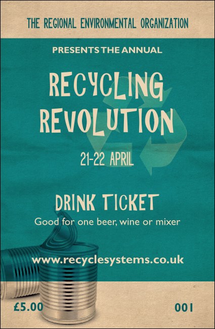 Recycling Symbol Drink Ticket Product Front