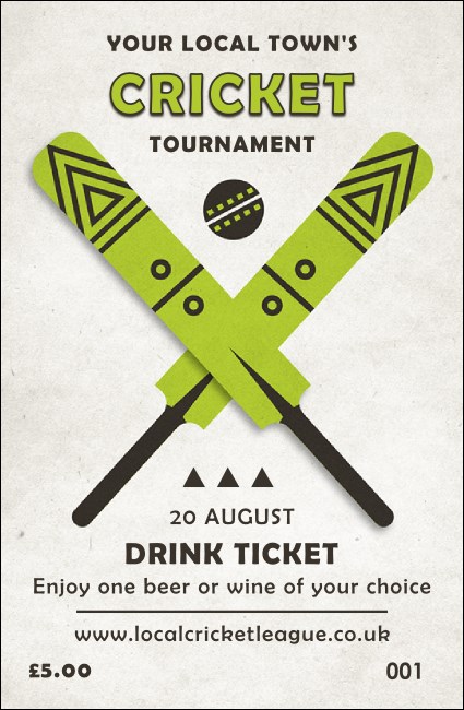 Cricket 3 Drink Ticket Product Front