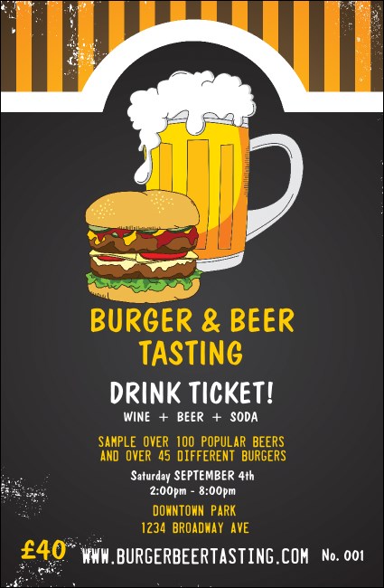 Burgers and Beer Drink Ticket Product Front
