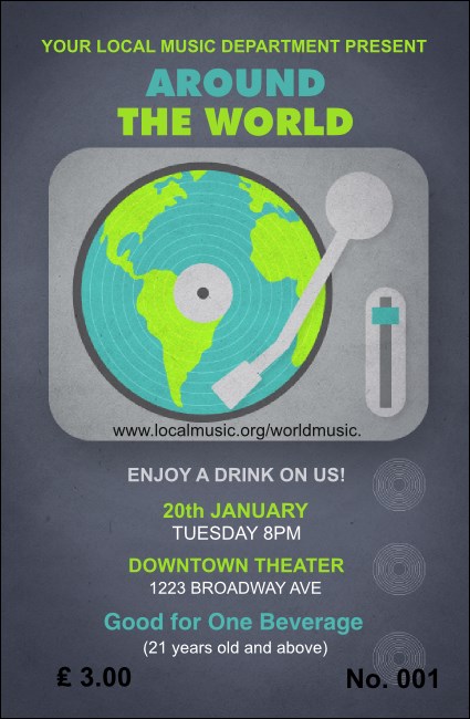 World Music Drink Ticket Product Front