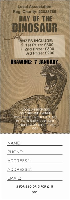 Dinosaur Illustrated Raffle Ticket