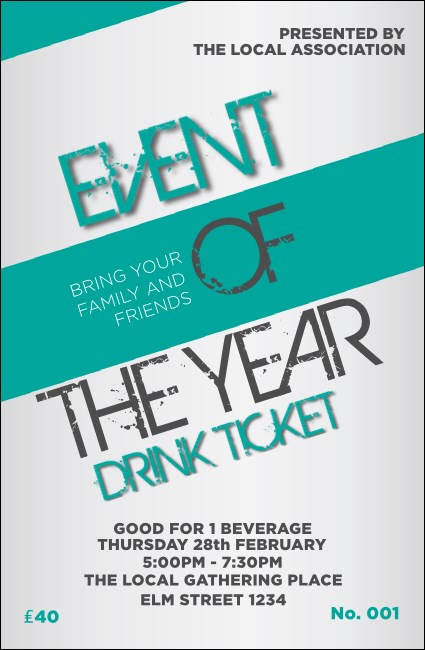 All Purpose Modern Drink Ticket Product Front