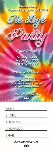 Tie Dye Raffle Ticket