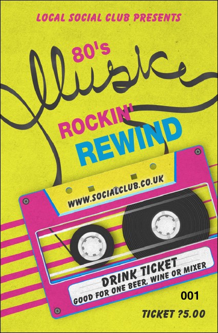 80s Music Drink Ticket Product Front