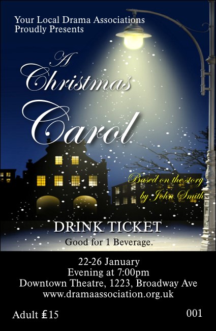 Christmas Carol Drink Ticket