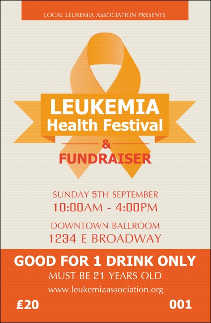 Leukemia Drink Ticket Product Front