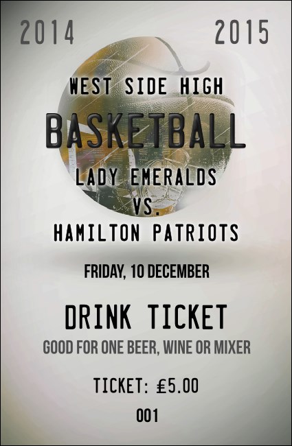 Basketball Schedule Drink Ticket