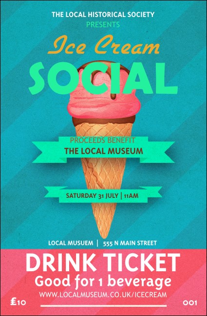 Ice Cream Social Drink Ticket Product Front