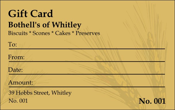 Bakery Gift Card Product Front