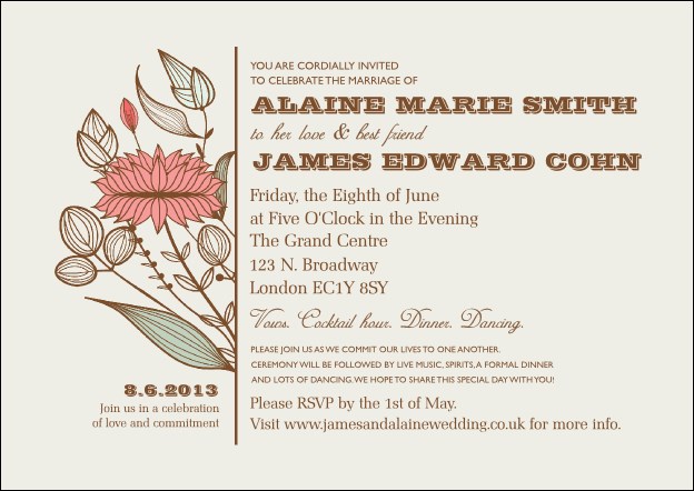 Wedding Flower Postcard Product Front