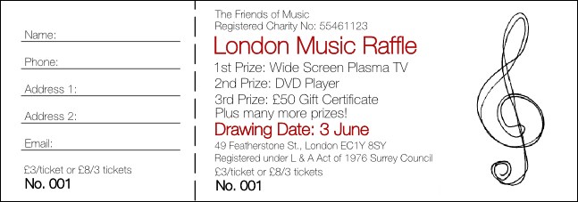 Music Festival 1 Raffle Ticket