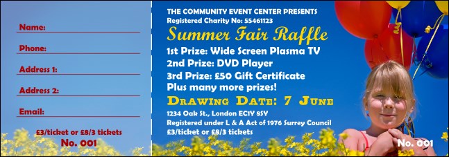 Summer Fair Raffle Ticket Product Front