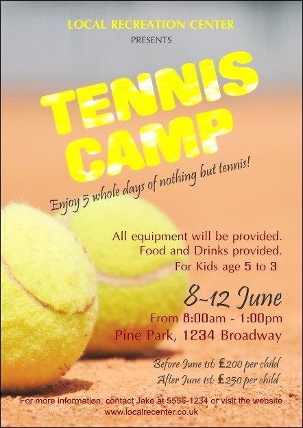 Tennis Camp Postcard Product Front