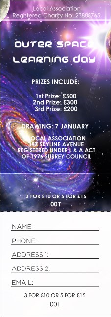 Space Theme Raffle Outer Space Raffle Ticket
