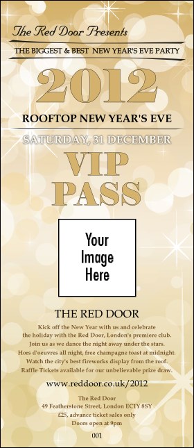 Gold Glitter VIP Pass Product Front