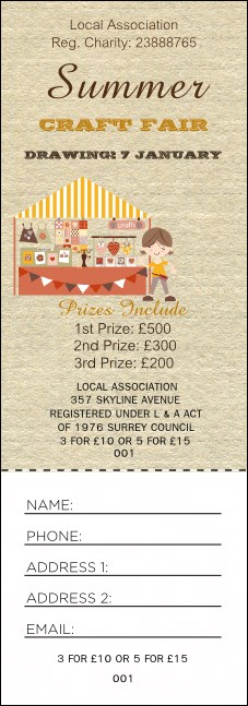Craft Fair Raffle Ticket Product Front