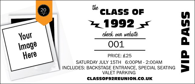 Class Reunion Mascot Orange VIP Pass