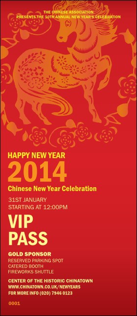 Chinese New Year 2014 VIP Pass Product Front