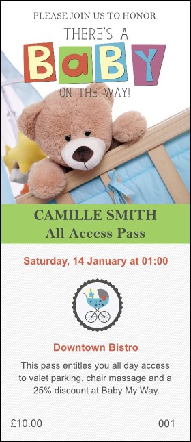 Baby Shower Teddy VIP Pass