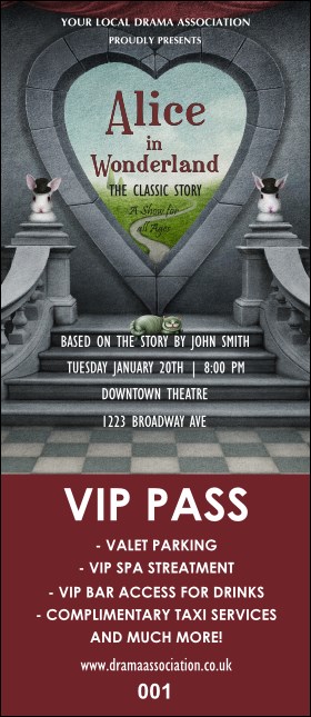 Alice in Wonderland VIP Pass Product Front