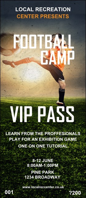 Football Camp VIP Pass Product Front