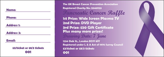 Purple Ribbon Raffle Ticket