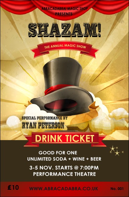 Magic Show Drink Ticket Product Front
