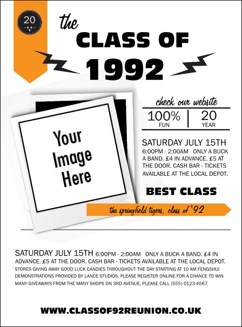Class Reunion Mascot Orange Flyer Product Front
