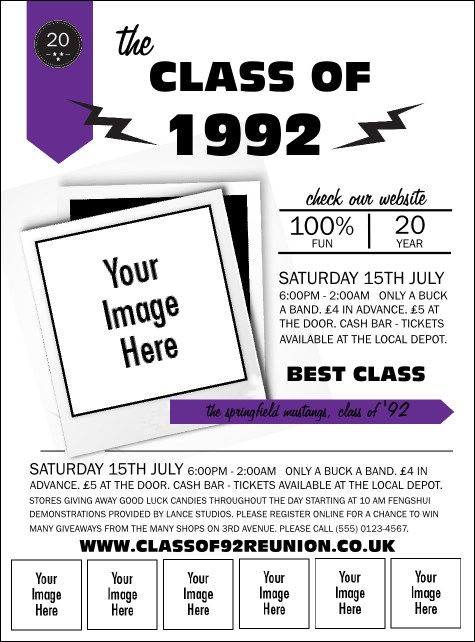 Class Reunion Mascot Purple Logo Flyer