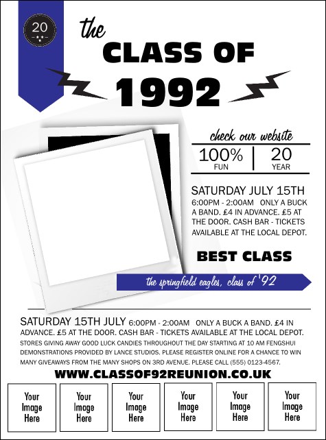 Class Reunion Mascot Blue Logo Flyer