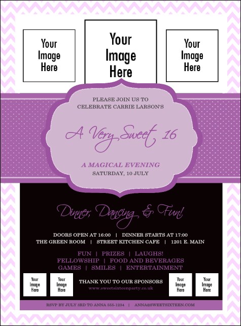 Sweet Sixteen Purple Chevron Flyer