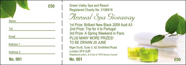 Green Candle Raffle Ticket Product Front