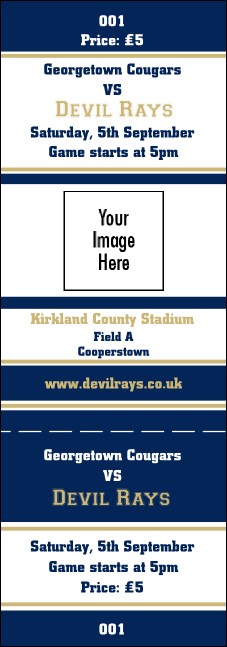 Sports Ticket Navy Event Ticket Product Front