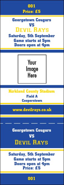 Sports Blue and Yellow Event Ticket Product Front