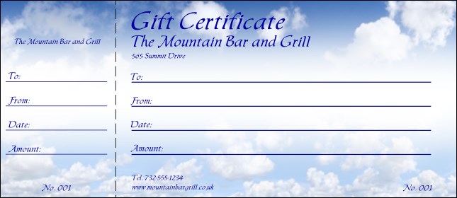 Blue Skies Certificate 002