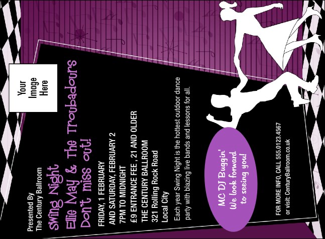 Swing Dance Purple Invitation Product Front