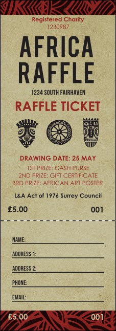 African Theme Raffle Ticket