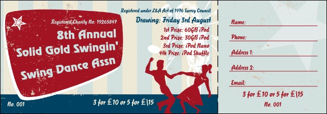 Swing Dance Raffle Ticket Product Front