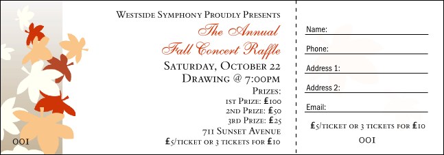 Fall Leaf  Raffle Ticket Product Front