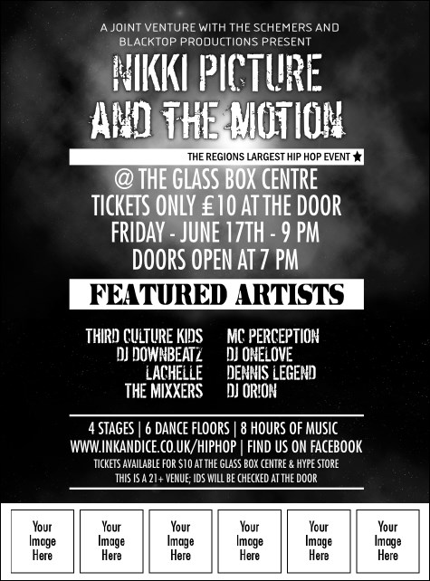 Galaxy Hip Hop Black and White Club Image Flyer