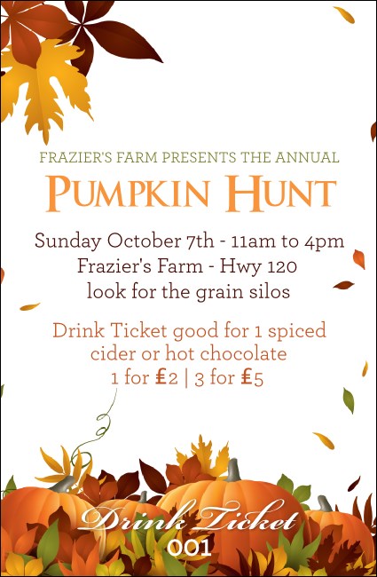 Pumpkin Patch Drink Ticket Product Front
