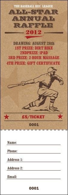 All-Star Retro Baseball Raffle Ticket