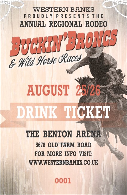 Bucking Bronco Drink Ticket Product Front