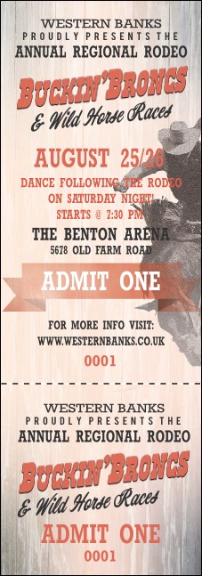 Bucking Bronco Event Ticket Product Front