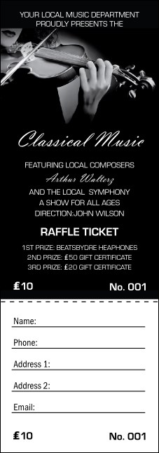 Classical Music Raffle Ticket Product Front