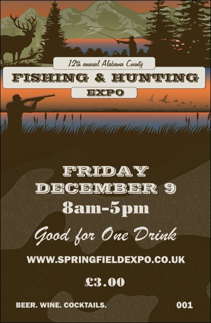 Fishing and Hunting Expo Green Camo Drink Ticket Product Front