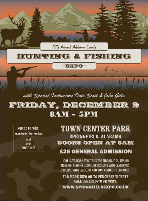 Fishing and Hunting Expo Green Camo Flyer