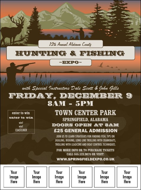 Fishing and Hunting Expo Green Camo Image Flyer Product Front